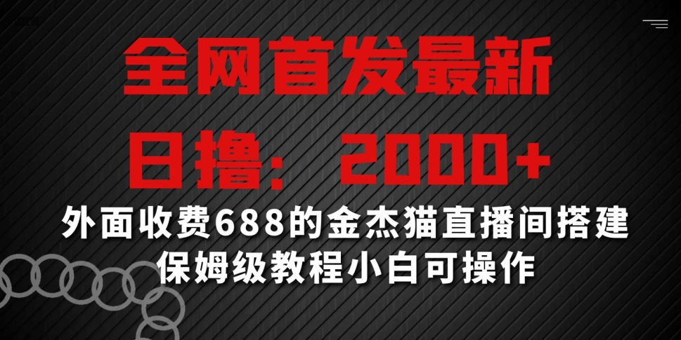 全网首发最新，日撸2000+，外面收费688的金杰猫直播间搭建，保姆级教程小白可操作【揭秘】-天天项目库