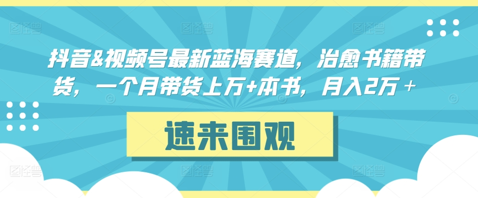 抖音&视频号最新蓝海赛道，治愈书籍带货，一个月带货上万+本书，月入2万＋【揭秘】-天天项目库