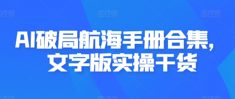 AI破局航海手册合集，文字版实操干货-天天项目库