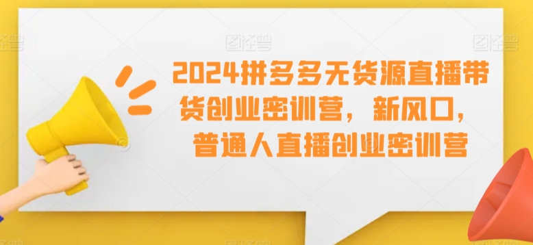 2024拼多多无货源直播带货创业密训营，新风口，普通人直播创业密训营-天天项目库