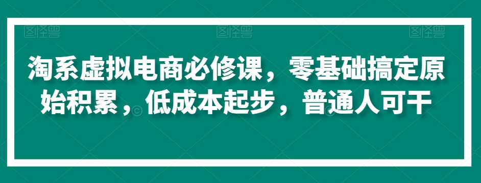 淘系虚拟电商必修课，零基础搞定原始积累，低成本起步，普通人可干-天天项目库