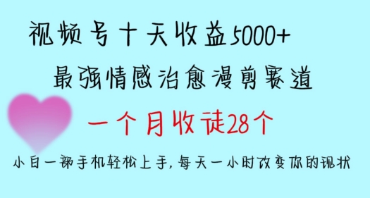 十天收益5000+，多平台捞金，视频号情感治愈漫剪，一个月收徒28个，小白一部手机轻松上手【揭秘】-天天项目库