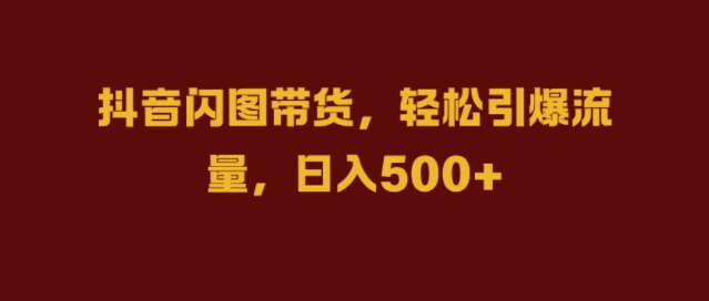 抖音闪图带货，轻松引爆流量，日入几张【揭秘】-天天项目库