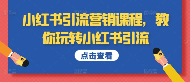 小红书引流营销课程，教你玩转小红书引流-天天项目库