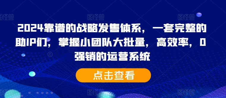 2024靠谱的战略发售体系，一套完整的助IP们，掌握小团队大批量，高效率，0 强销的运营系统-天天项目库