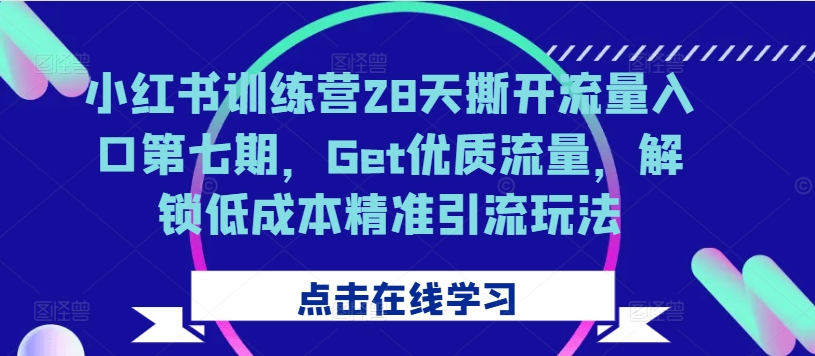 小红书训练营28天撕开流量入口第七期，Get优质流量，解锁低成本精准引流玩法-天天项目库