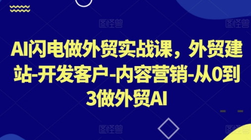 AI闪电做外贸实战课，​外贸建站-开发客户-内容营销-从0到3做外贸AI-天天项目库