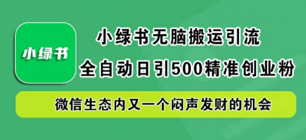 小绿书无脑搬运引流，全自动日引500精准创业粉-天天项目库