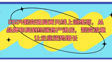 2024裂变破局两天线上训练营，从品牌布局到终端客户进店，裂变流量-天天项目库