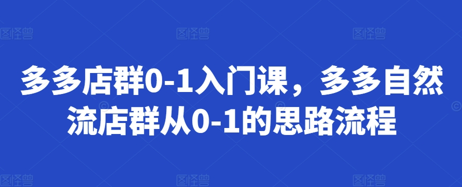 多多店群0-1入门课，多多自然流店群从0-1的思路流程-天天项目库