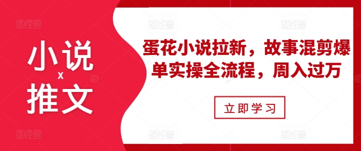 小说推文之蛋花小说拉新，故事混剪爆单实操全流程，周入过万-天天项目库