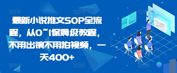 最新小说推文SOP全流程，从0~1保姆级教程，不用出镜不用拍视频，一天400+-天天项目库