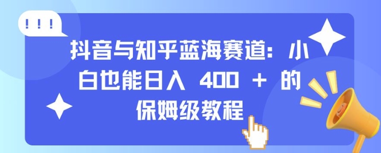 抖音与知乎蓝海赛道：小白也能日入 4张 的保姆级教程-天天项目库