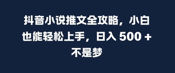 抖音小说推文全攻略，小白也能轻松上手，日入 5张+ 不是梦【揭秘】-天天项目库