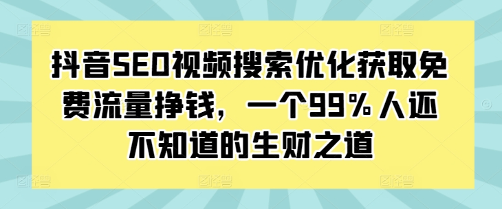 抖音SEO视频搜索优化获取免费流量挣钱，一个99%人还不知道的生财之道-天天项目库