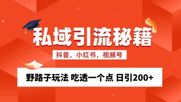 私域流量的精准化获客方法 野路子玩法 吃透一个点 日引200+ 【揭秘】-天天项目库