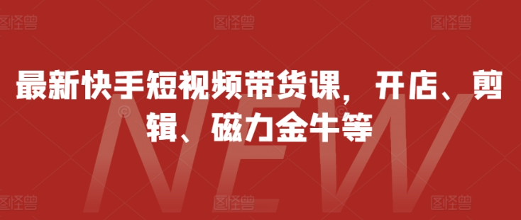 最新快手短视频带货课，开店、剪辑、磁力金牛等-天天项目库