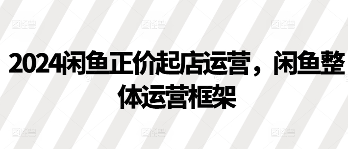 2024闲鱼正价起店运营，闲鱼整体运营框架-天天项目库