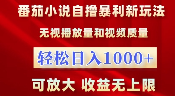 番茄小说自撸暴利新玩法，无视播放量，轻松日入1k，可放大，收益无上限【揭秘】-天天项目库