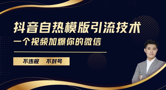 抖音最新自热模版引流技术，不违规不封号，一个视频加爆你的微信【揭秘】-天天项目库