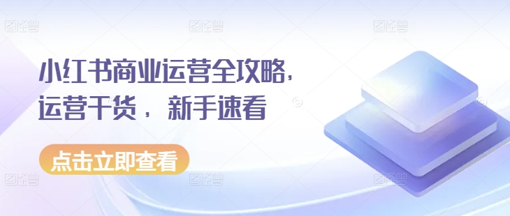 小红书商业运营全攻略，运营干货 ，新手速看-天天项目库