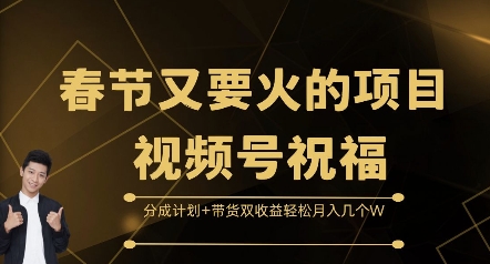 春节又要火的项目视频号祝福，分成计划+带货双收益，轻松月入几个W【揭秘】-天天项目库