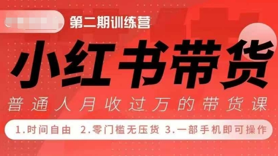 小Red书带货42天训练营 2.0版，宝妈+自由职+上班族+大学生，提高副业收入的大红利项目-天天项目库