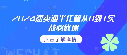 2024速卖通半托管从0到1实战必修课，掌握通投广告打法、熟悉速卖通半托管的政策细节-天天项目库