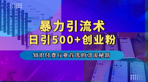 暴力引流术，专业知识付费行业首选的引流秘籍，一天暴流500+创业粉，五个手机流量接不完!-天天项目库