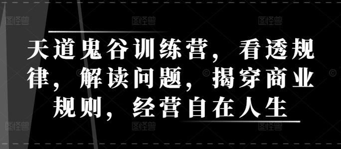 天道鬼谷训练营，看透规律，解读问题，揭穿商业规则，经营自在人生-天天项目库