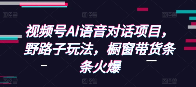 视频号AI语音对话项目，野路子玩法，橱窗带货条条火爆-天天项目库