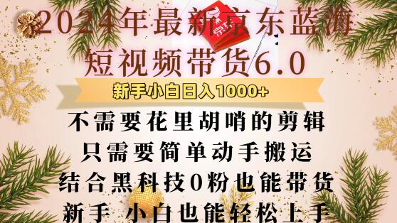 最新京东蓝海短视频带货6.0.不需要花里胡哨的剪辑只需要简单动手搬运结合黑科技0粉也能带货【揭秘】-天天项目库