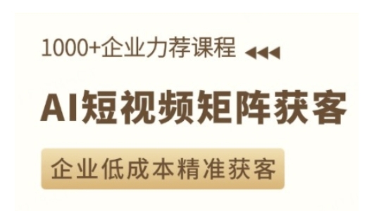 AI短视频矩阵获客实操课，企业低成本精准获客-天天项目库