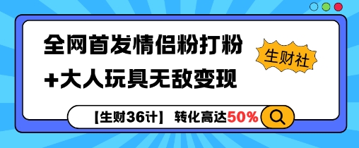 【生财36计】全网首发情侣粉打粉+大人玩具无敌变现-天天项目库