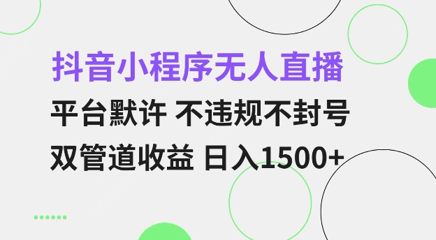 抖音小程序无人直播 平台默许 不违规不封号 双管道收益 日入多张 小白也能轻松操作【仅揭秘】-天天项目库