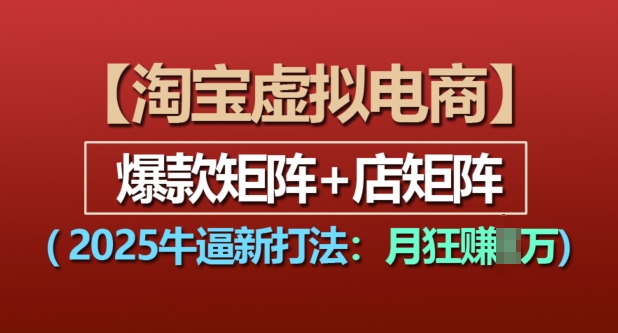 淘宝虚拟电商，2025牛逼新打法：爆款矩阵+店矩阵，月入过万-天天项目库