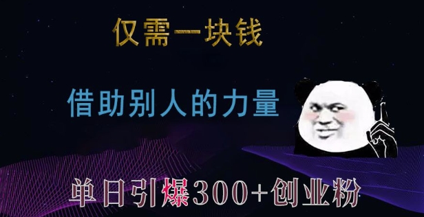 仅需一块钱，借助别人的力量，单日引爆300+创业粉、兼职粉【揭秘】-天天项目库