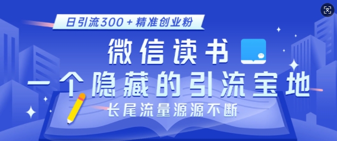 微信读书，一个隐藏的引流宝地，不为人知的小众打法，日引流300+精准创业粉，长尾流量源源不断-天天项目库