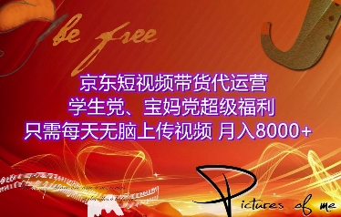 京东短视频带货代运营，学生党、宝妈党超级福利，只需每天无脑上传视频，月入8000+【仅揭秘】-天天项目库