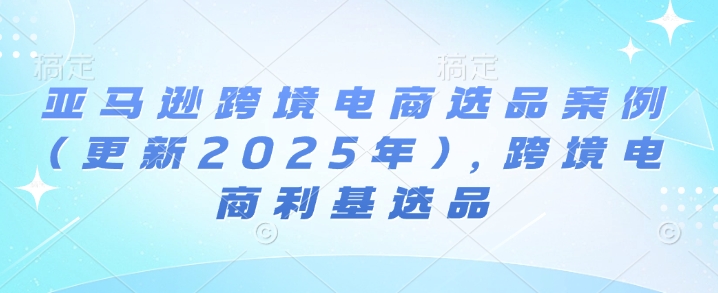 亚马逊跨境电商选品案例(更新2025年)，跨境电商利基选品-天天项目库