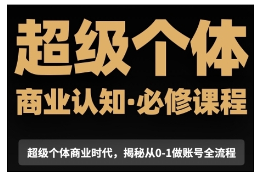 超级个体商业认知觉醒视频课，商业认知·必修课程揭秘从0-1账号全流程-天天项目库