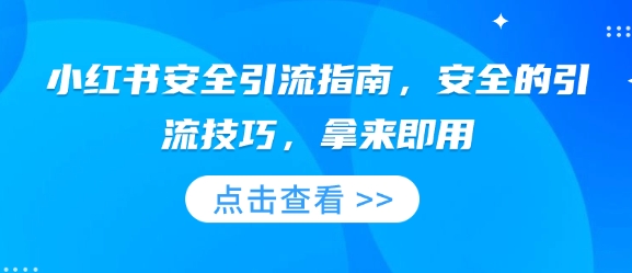 小红书安全引流指南，安全的引流技巧，拿来即用-天天项目库