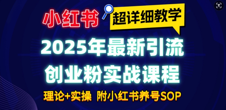 2025年最新小红书引流创业粉实战课程【超详细教学】小白轻松上手，月入1W+，附小红书养号SOP-天天项目库