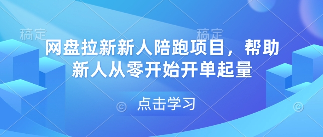 网盘拉新新人陪跑项目，帮助新人从零开始开单起量-天天项目库