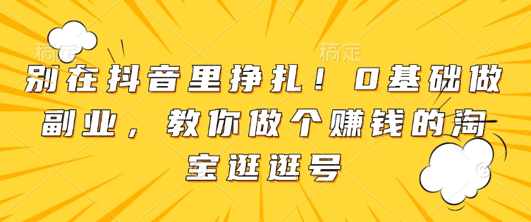 别在抖音里挣扎！0基础做副业，教你做个赚钱的淘宝逛逛号-天天项目库