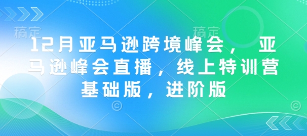 12月亚马逊跨境峰会， 亚马逊峰会直播，线上特训营基础版，进阶版-天天项目库