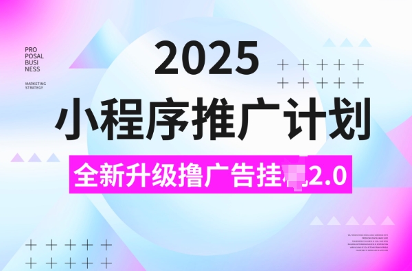 2025小程序推广计划，撸广告挂JI3.0玩法，日均5张【揭秘】-天天项目库