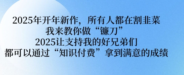 2025年开年新作，所有人都在割韭菜，我来教你做“镰刀” 2025让支持我的好兄弟们都可以通过“知识付费”拿到满意的成绩【揭秘】-天天项目库