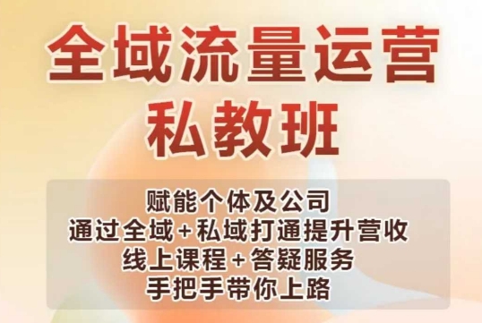 全域流量运营操盘课，赋能个体及公司通过全域+私域打通提升营收-天天项目库