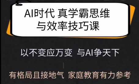 Ai时代真学霸思维与学习方法课，有格局且接地气，家庭教育有力参考-天天项目库